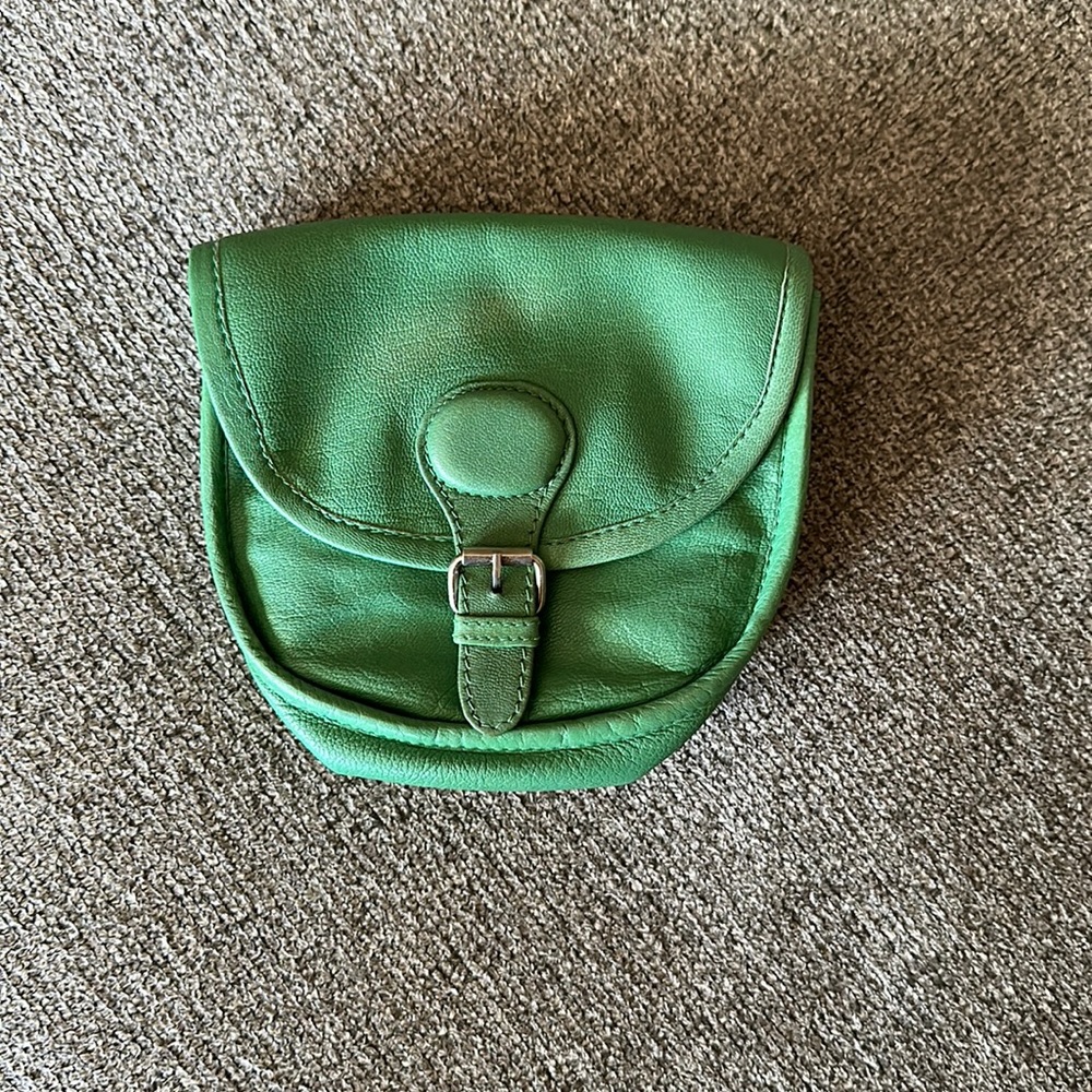 Zara Green Leather Vintage Crossbody Bag